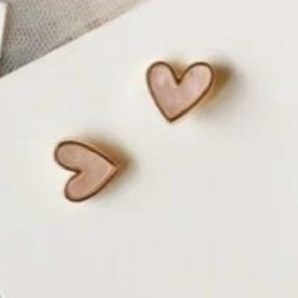 NEW Delicate Dainty Pink Sweet Heart Shaped Precious Gold Stud Earrings A0113 - Picture 13 of 14